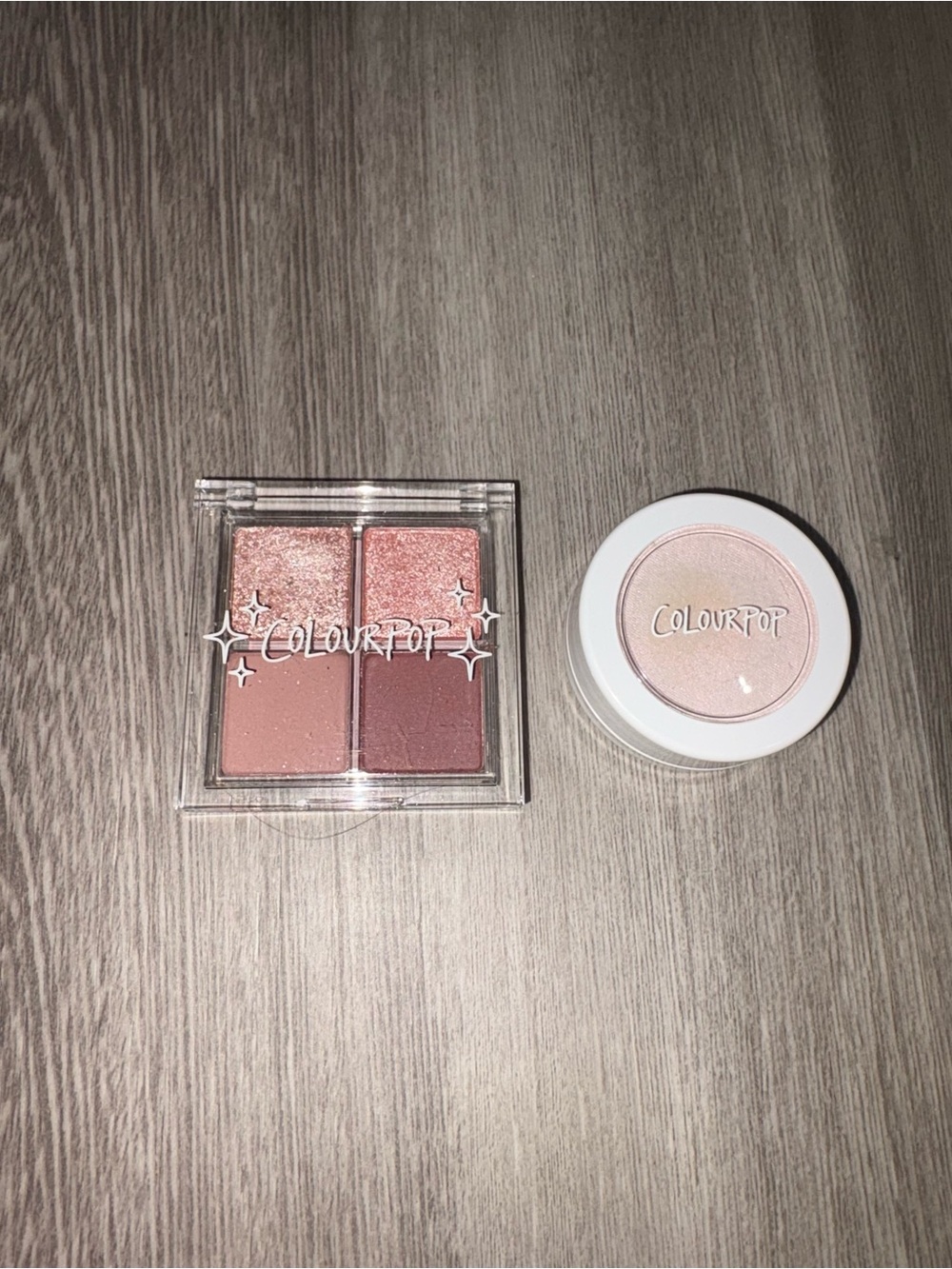 ColourPop Rose-Pink Eyeshadow Quad with Soft Pink Highlighter